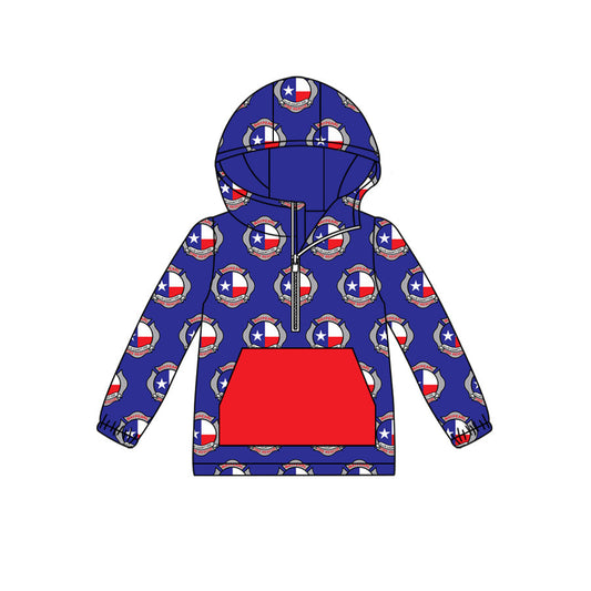 Baby Kids Long Sleeves Stars Zipper Blue Hoodie Pocket Shirt Moq 5