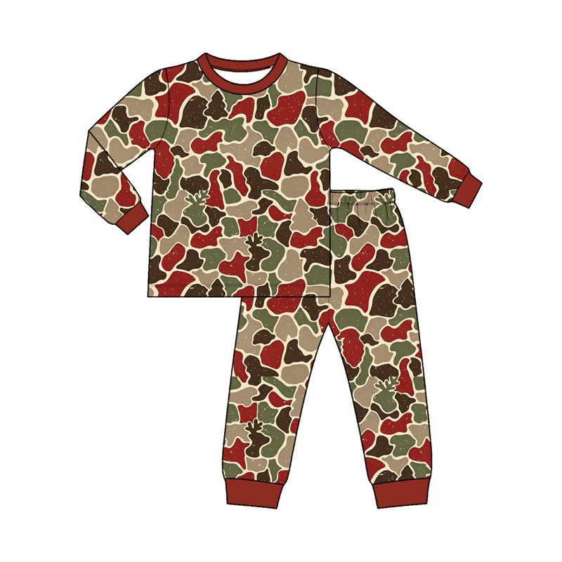 ( Moq 5 ) Preorder Baby Boys Kids Deer Camo Print Shirt Pants Christmas Set Pajamas Clothes