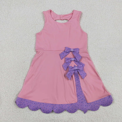 Sibling Baby Girls Kids Sleeveless Floral Bows Pink Skort Yoga Active Dress Set Clothes RTS