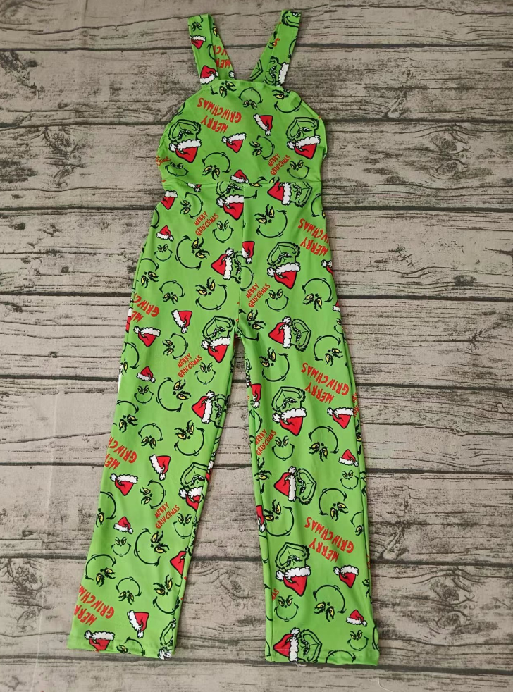 Baby Girl Toddler Sleeveless Christmas Green Face Jumpsuit