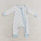 Baby Boy Halloween Blue Ghost Zipper Bamboo Romper