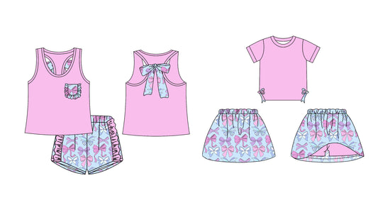 Baby Girl Summer Bows Sibling Pink Set ( Moq 5 Each Design ) 12.14