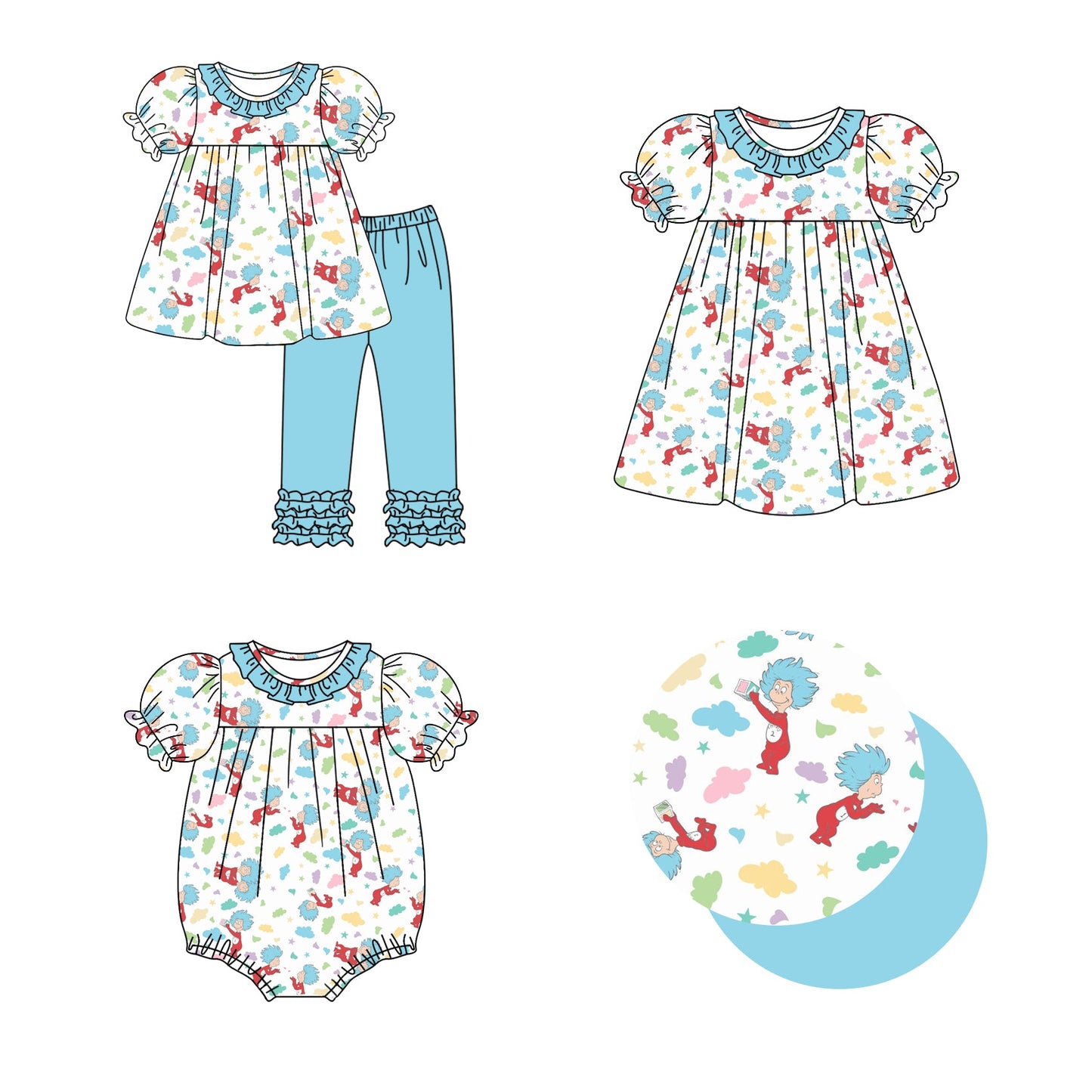 Baby Girl Short Sleeves Reading Sibling Romper Dress Clothes Set ( Moq 5 Each Design ) 12.6