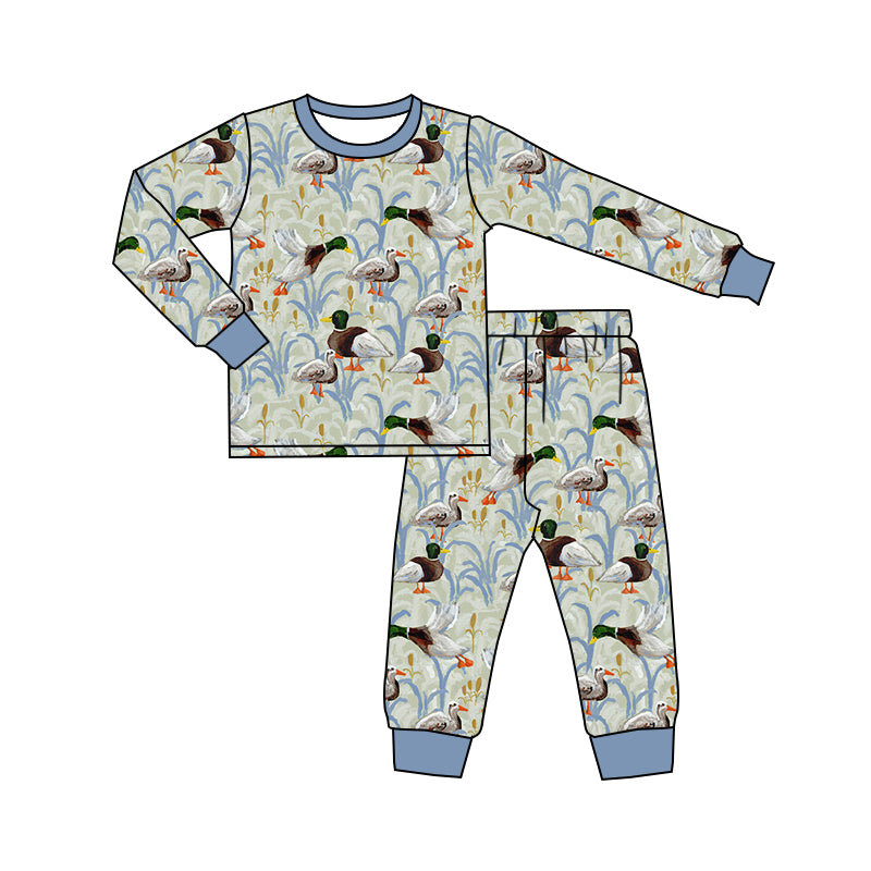 Baby Boy Long Sleeves Shirt Pants Pajamas Ducks Set