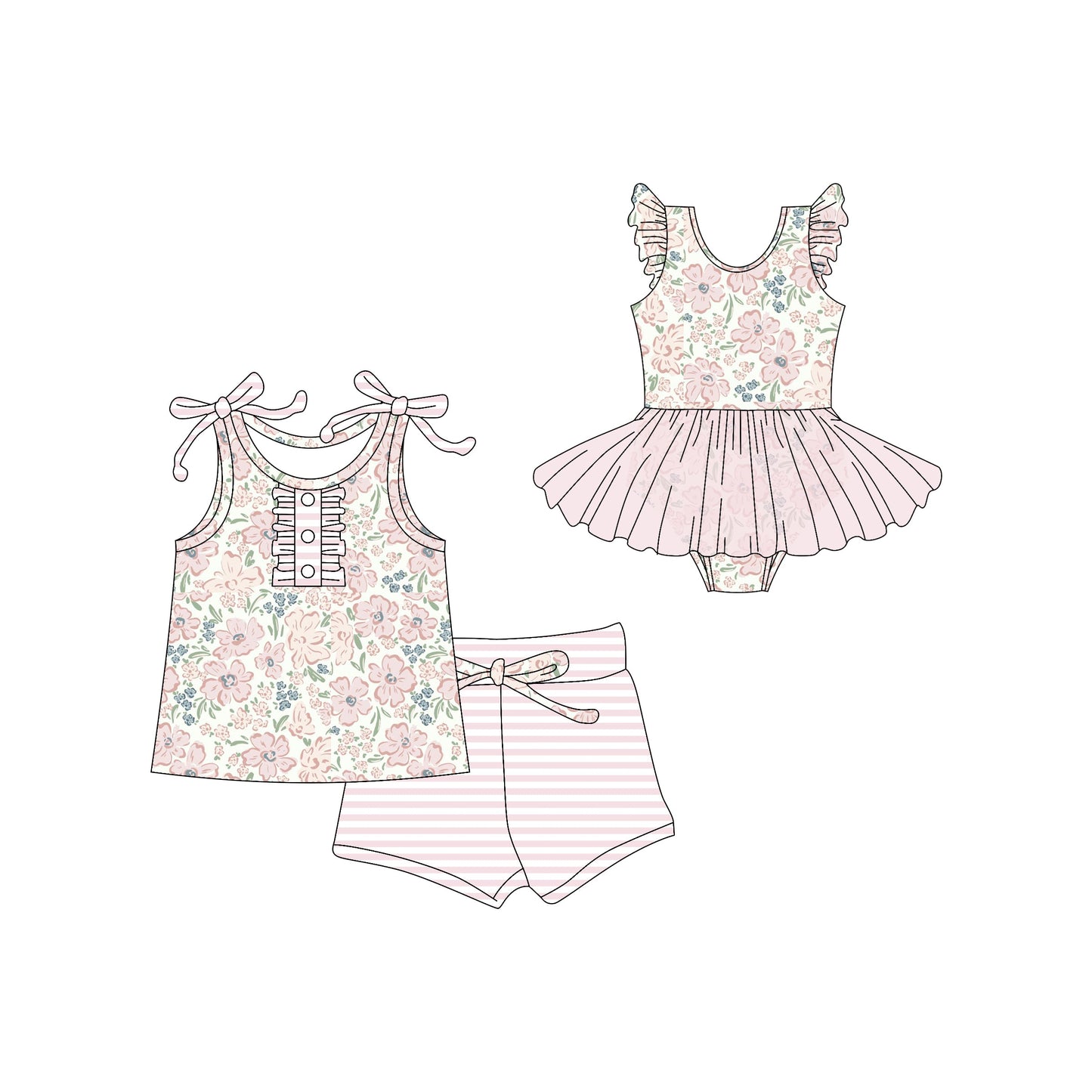 Baby Girl Summer Flower Sibling Romper Set ( Moq 5 Each Style ) 3.1