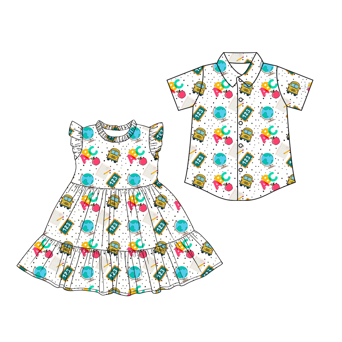 ( Moq 5 Each Style ) Sibling Baby Boys Girls Kids Short Sleeves Shirt Dress Back to School Clothes