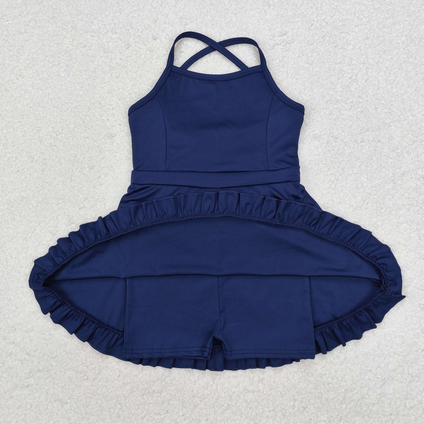 Baby Girl Navy Blue Athletic Active Wear Knee Length Yoga Dress