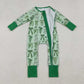 Sibling Girls Kids Long Sleeves Green Clovers Bows St Patrick Zipper Romper Pajamas Set RTS