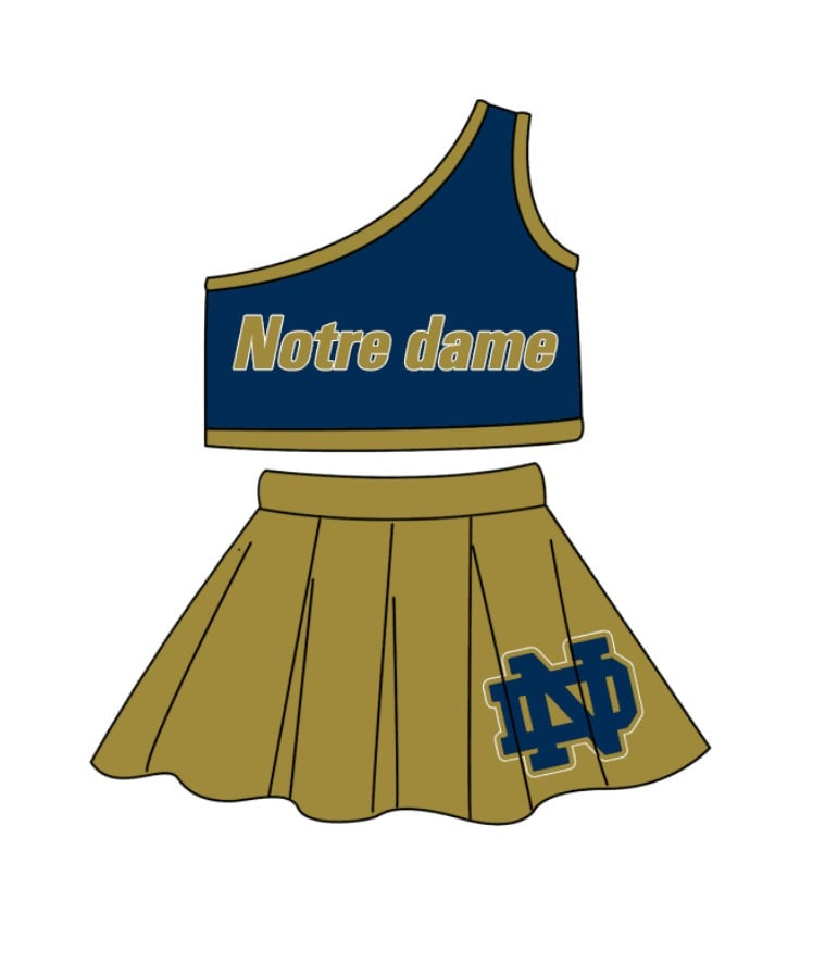 Baby Girl Notre Dame Team Tops Skirt Set