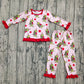 Baby Girl Long Sleeves Green Face Stars Shirt Pants Christmas Pajamas Set RTS