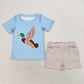 Baby Boy Short Sleeve Duck Blue Shirt Stripes Shorts Set