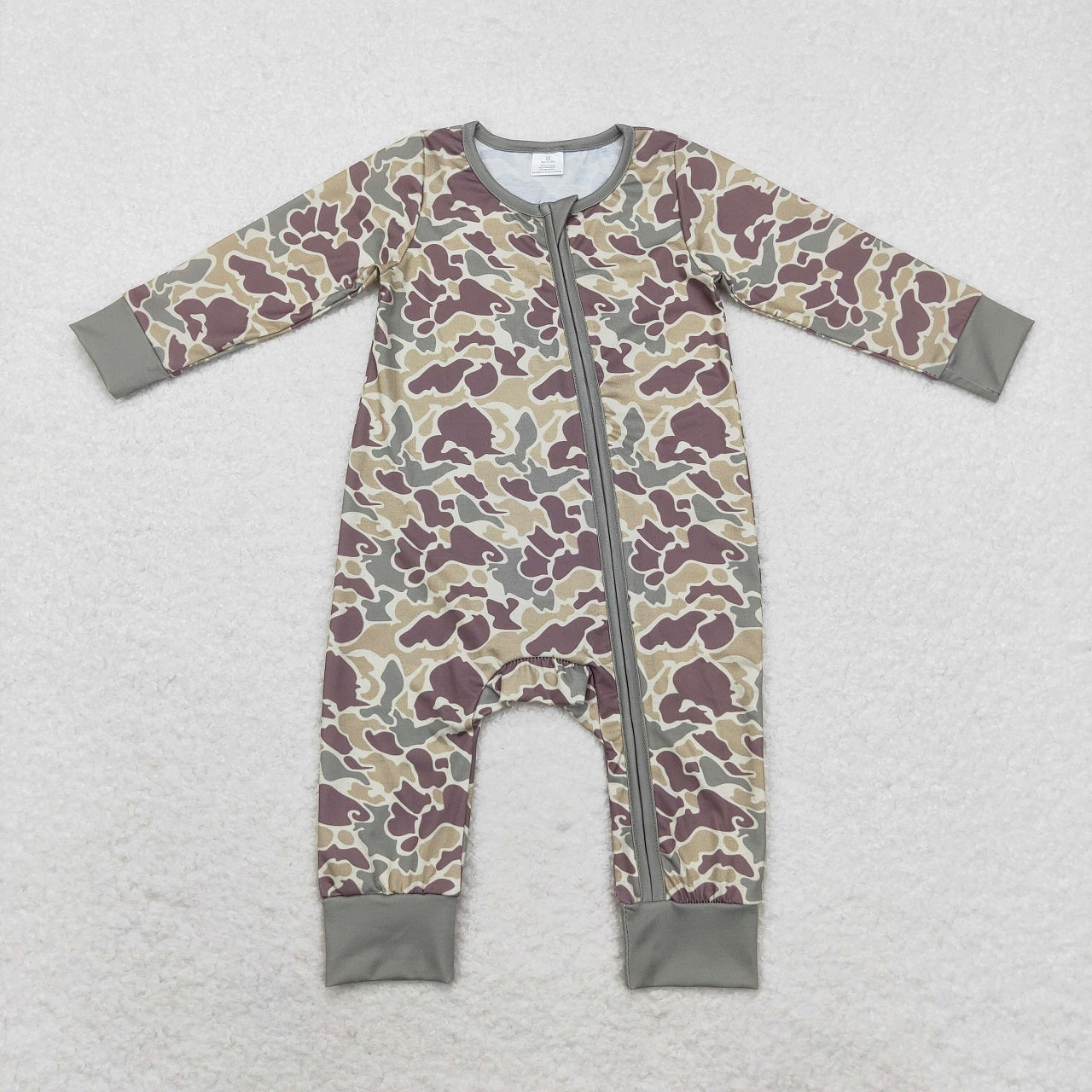 Sibling Boys Infant Long Sleeves Camo Bamboo Zipper Sleeper Romper Clothes RTS