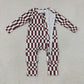 Baby Boys Kids Long Sleeves Brown White Plaid Zipper Footie Sleeper Romper Clothes RTS
