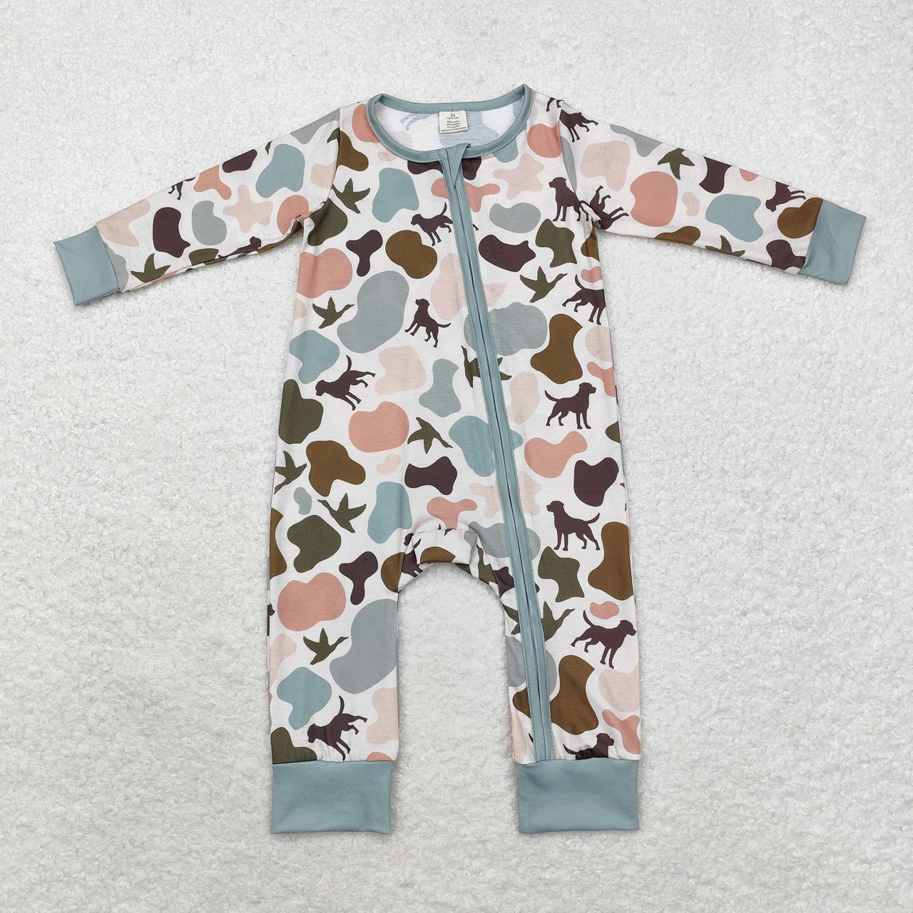 Sibling Boys Infant Long Sleeves Camo Bamboo Zipper Sleeper Romper Clothes RTS