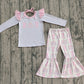 Baby Girl Long Sleeves Flower Pumpkins Bows Shirt Bell Pants Set RTS