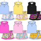Baby Girl Sleeveless Cotton Tops Bows Flower Skort Sibling Set ( Moq 5 Each Style ) 3.15