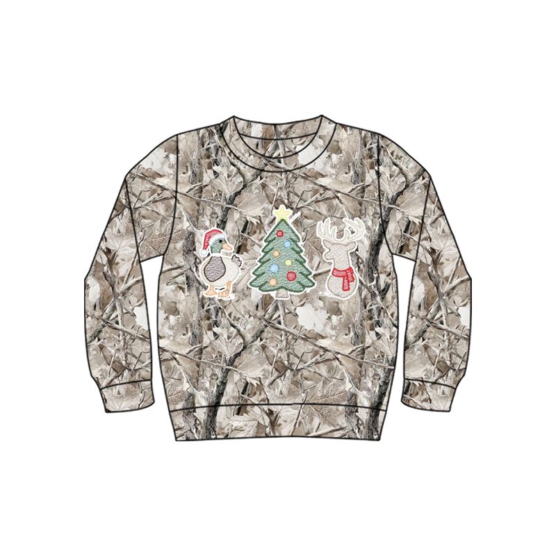 ( Moq 5 ) Preorder Baby Boys Toddler Embroidery Duck Deer Christmas Shirt Tops Camo Clothes