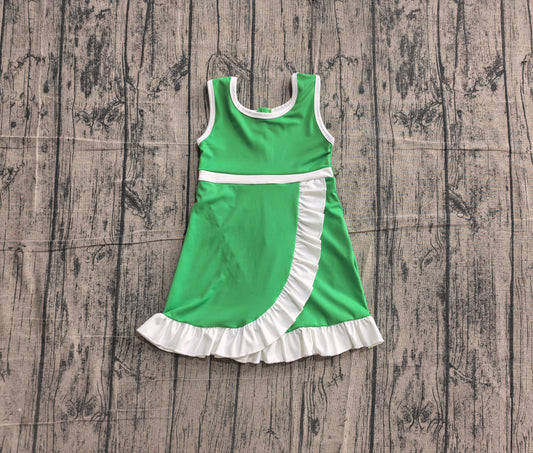 ( No moq ) Preorder Baby Girls Kids Sleeveless Shorts Scallop Green Dress Yoga Active Clothes