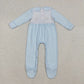 Sibling Boys Girls Infant Long Sleeves Embroidery turkey Pumpkins Thanksgiving Footies Romper RTS