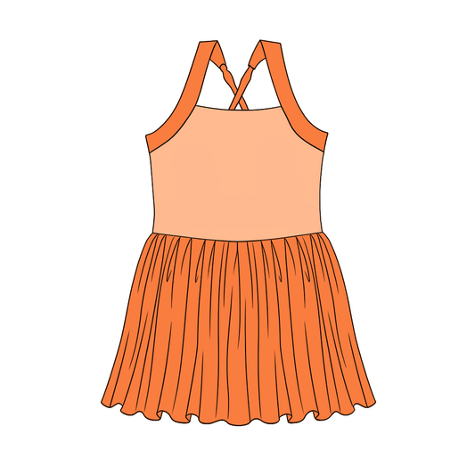 ( Moq 5 ) Preorder GSD3983 Baby Girls Kids Sleeveless Princess Yoga Active Knee Length Dress