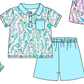 Baby Boy Girl Fishing Sibling Matching Green Dress Romper Clothes Set ( Moq 5 Each style )