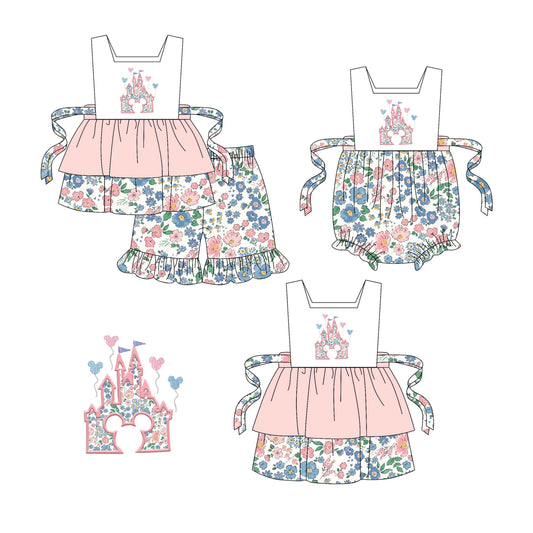 Baby Girl Floral Castle Hearts Sibling Romper Dress Set ( Moq 5 Each Style ) 1.21