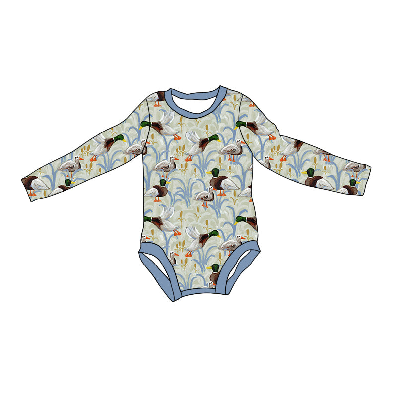 Baby Boy Infant Long Sleeves Ducks Bubble Romper