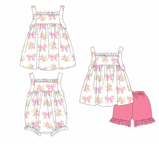 Baby Girl Bows Flower Sibling Romper Dress Set ( Moq 5 Each Style ) 1.18