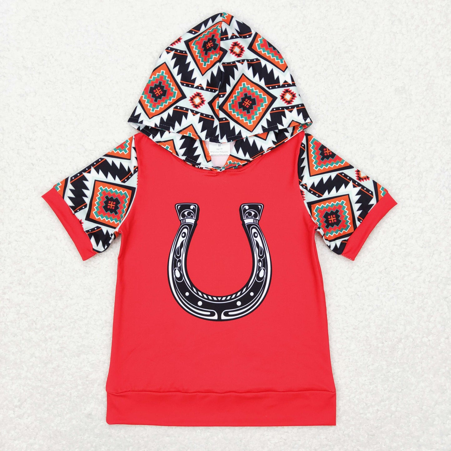 BT0459 Baby Boy Short Sleeves Hoodie Western Red Shirt Tops