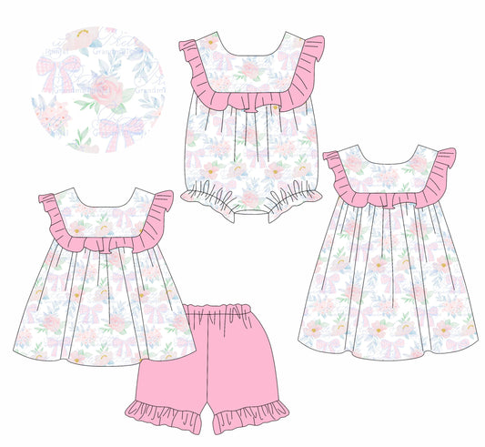Baby Girl Bows Flower Sibling Romper Dress Set ( Moq 5 Each Style ) 1.10