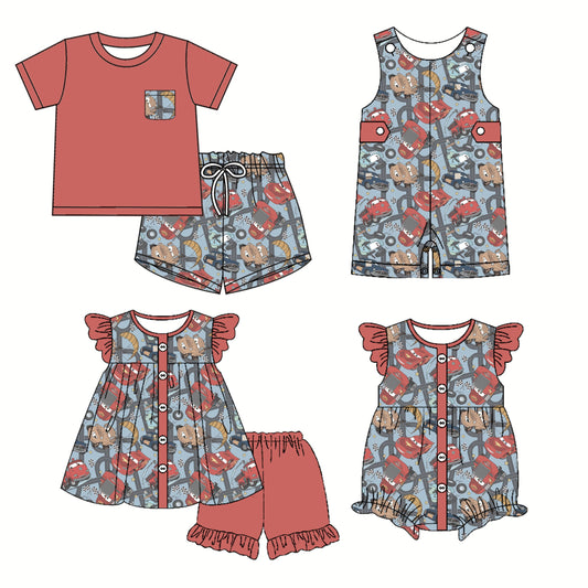 Baby Boy Girl Cartoon Car Sibling Romper Set ( Moq 5 Each Style ) 3.1