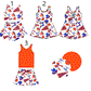 Baby Girl Cheer Football Bows Orange Sibling Dress Set ( Moq 5 Each Style ) 1.16