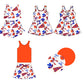 Baby Girl Cheer Football Bows Orange Sibling Dress Set ( Moq 5 Each Style ) 1.16