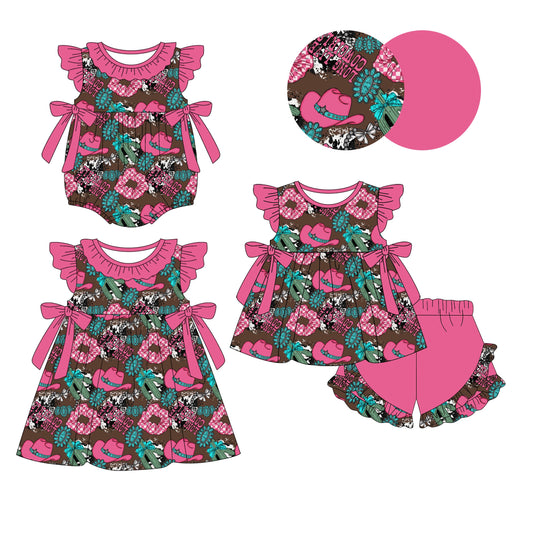 Baby Girl Western Hats Sibling Romper Dress Set ( Moq 5 Each Style ) 1.9