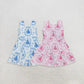 Sibling Baby Girls Kids Sleeveless Castles Bows Floral Shorts Knee Length Dresses RTS