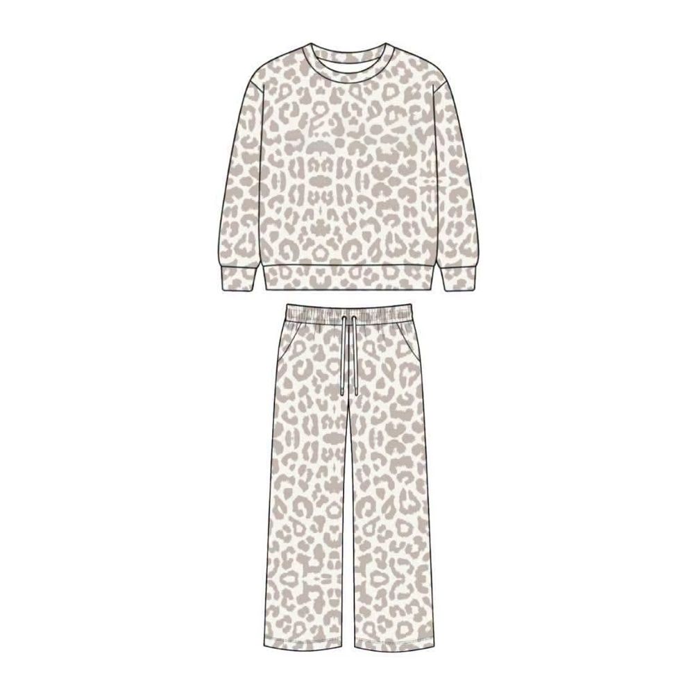 ( Moq 5 ) Preorder Baby Girls Kids Long Sleeves Shirt Leopard Pockets Pants Set Clothes