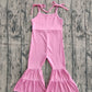 Baby Girl Straps Bell Pants Ribbed Pink Jumpsuit RTS