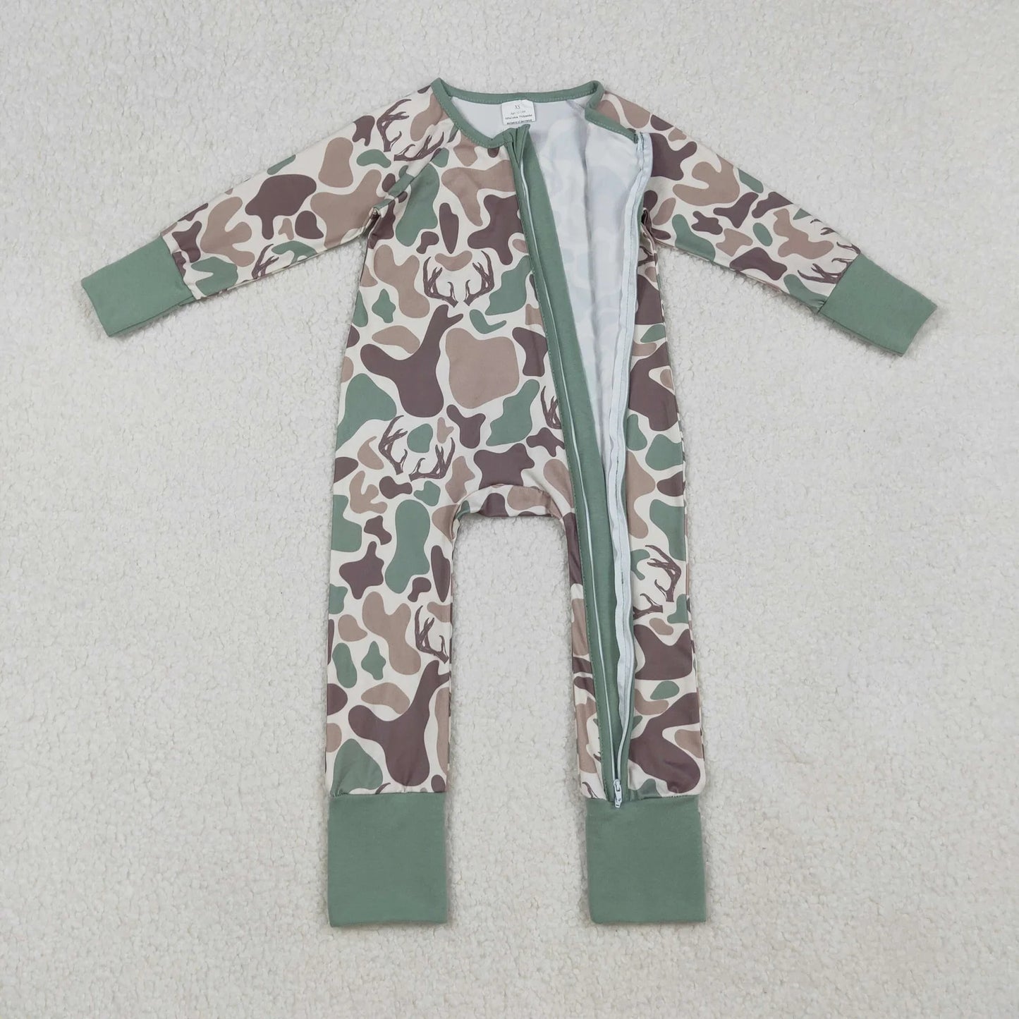 Sibling Baby Boy Long Sleeves Deer Camo Hoodie Jacket Zipper Romper Sets Blanket RTS