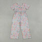 Baby Girls Toddler Short Sleeves Flower Pockets Pants Jumpsuit RTS