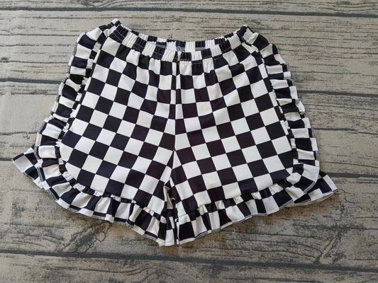 Moq 5 Baby Girl Black White Checkered Ruffle Shorts