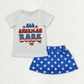 Baby Girl Short Sleeves 4th of July American Babe Shirt Stars Blue Skirt Skorts Set RTS