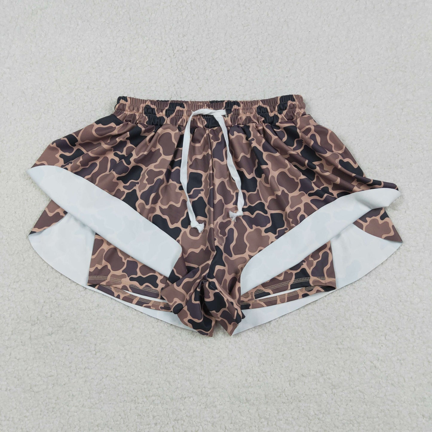 Adult Women Brown Camo Yoga Southern Shorts Bottoms RTS