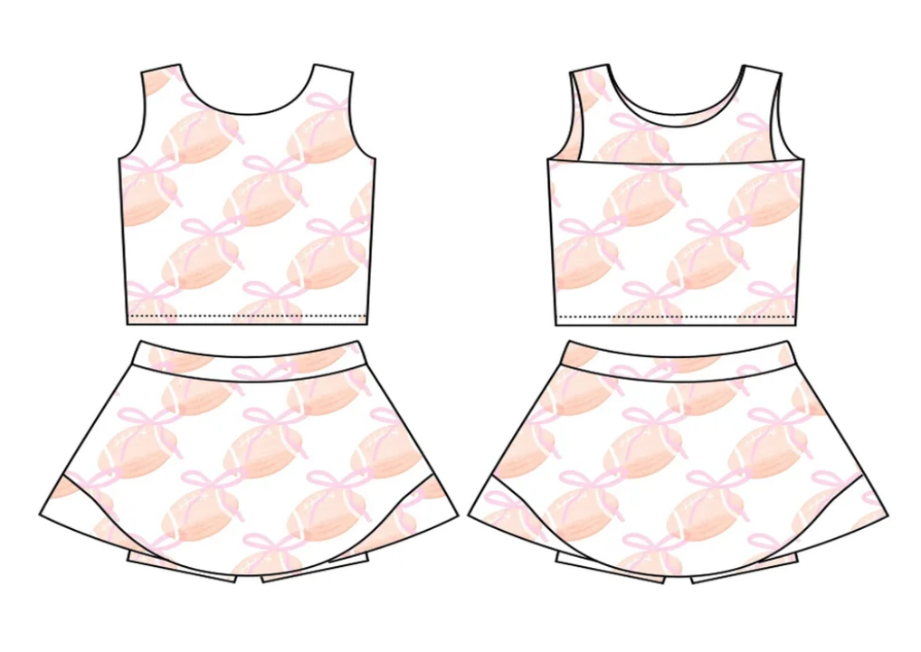 ( Moq 5 Each Style ) Baby Girl Sleeveless Football Bows Sibling Dress Set 3.22