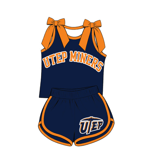 ( Moq 5 ) Baby Girls Kids Sleeveless Bows Shirt Shorts Team Set Clothes