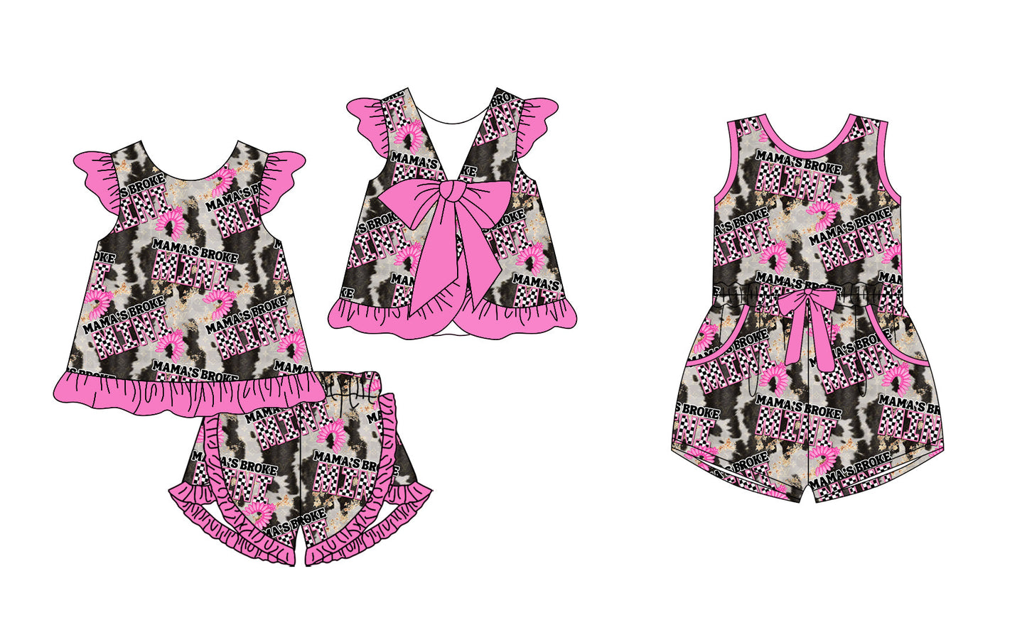 Baby Girl Summer Western Mini Sibling Jumpsuit Set ( Moq 5 Each Style ) 12.24