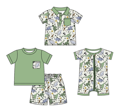 Baby Boy Short Sleeves dinosaurs Sibling Romper Set ( Moq 5 Each Design ) 12.10