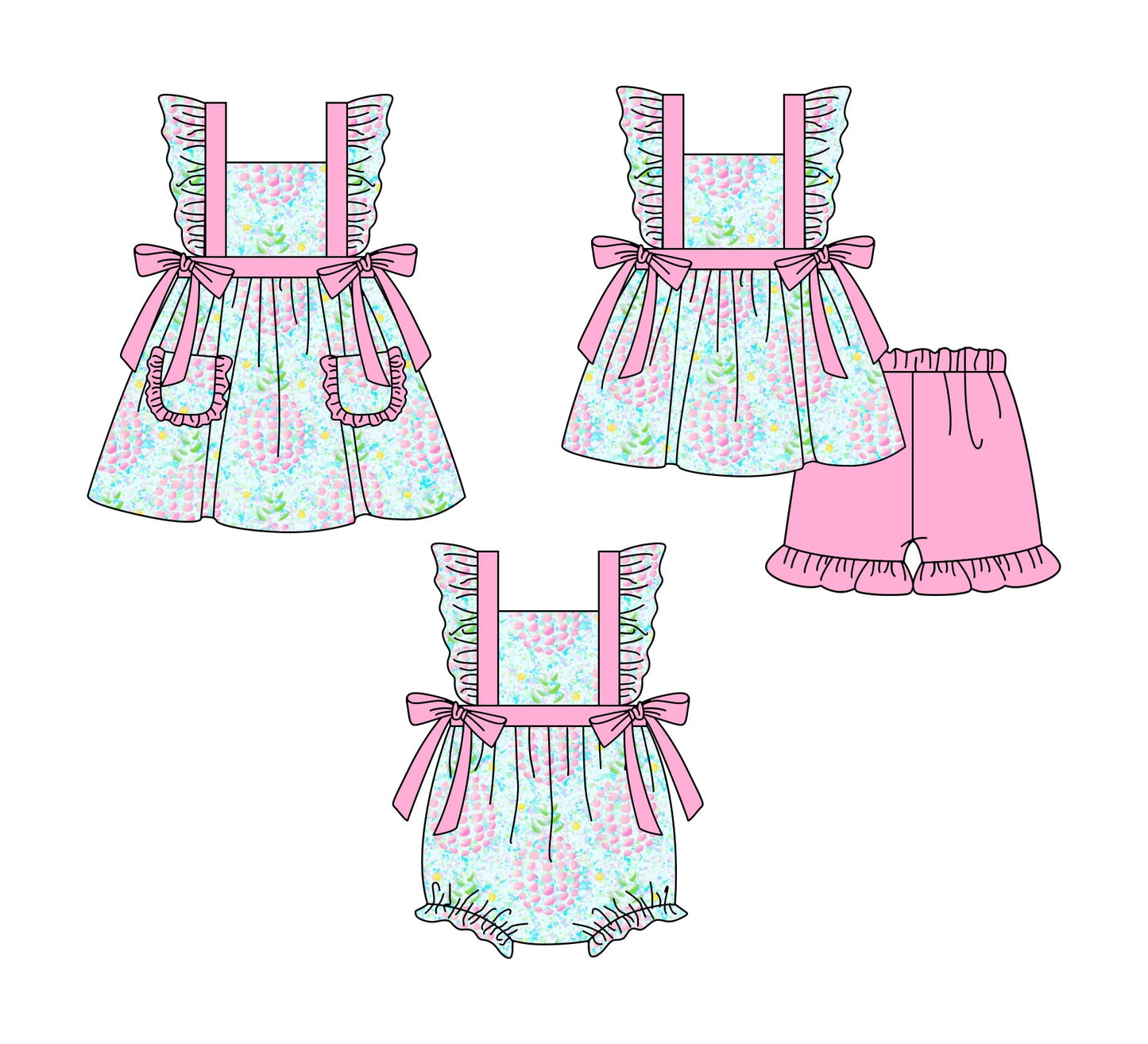 Baby Girl Pineapples Flower Sibling Romper Dress Set ( Moq 5 Each Style ) 1.7