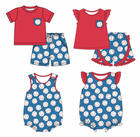 Baby Boy Girl Baseball Summer Sibling Romper Set ( Moq 5 Each Style ) 2.27