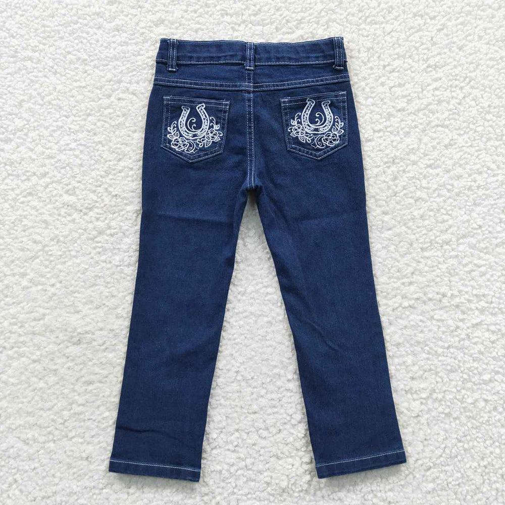 P0085 Western Baby Girl Denim Pants Blue Jeans