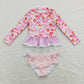 S0166 Baby Girl Long Sleeves Tops Bummie Shorts Summer Swimsuit